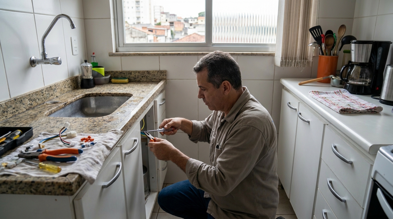 Eletricista instalando torneira eletrica em Juiz de Fora‑MG