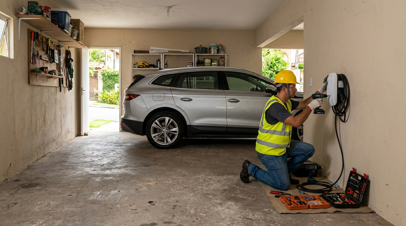 Instalacao de carregador de carro eletrico residencial em Juiz de Fora‑MG