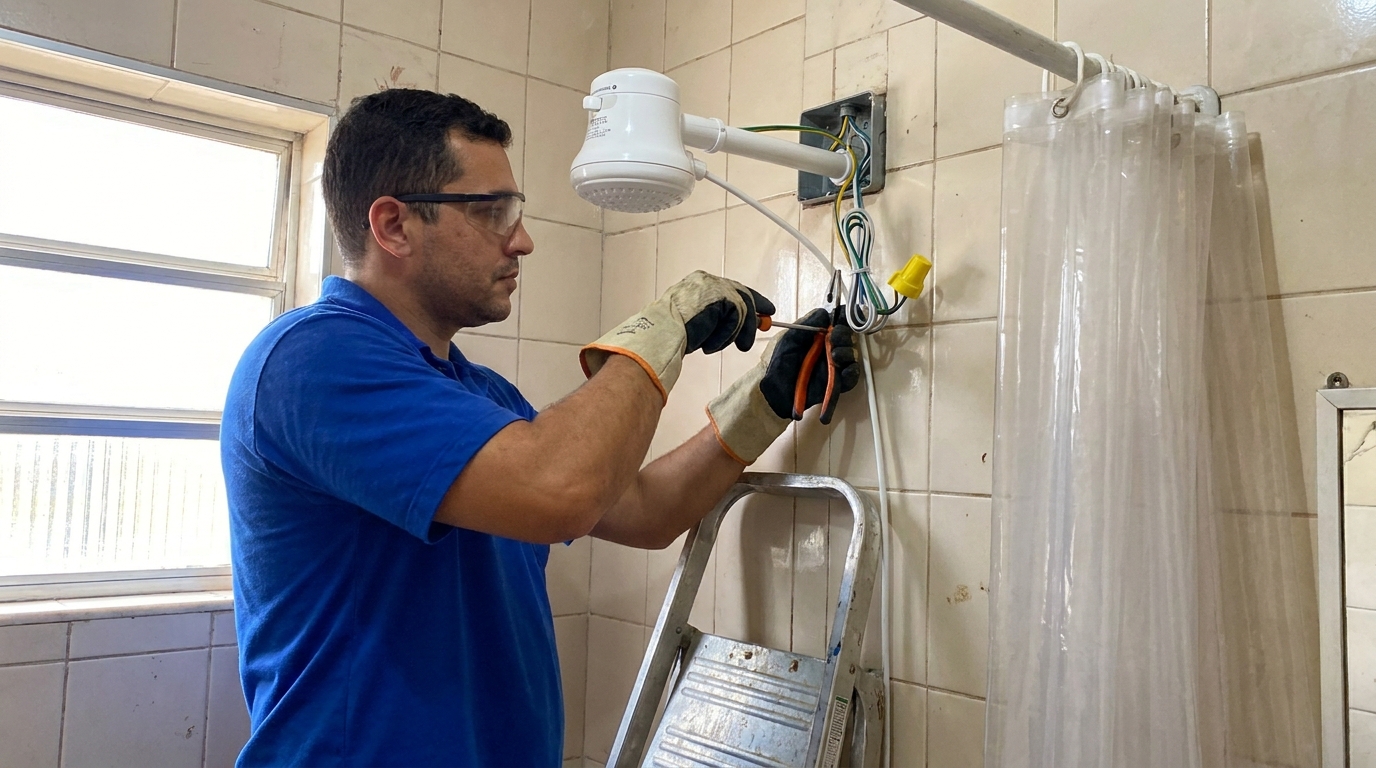 Instalacao de chuveiro eletrico residencial em Juiz de Fora‑MG